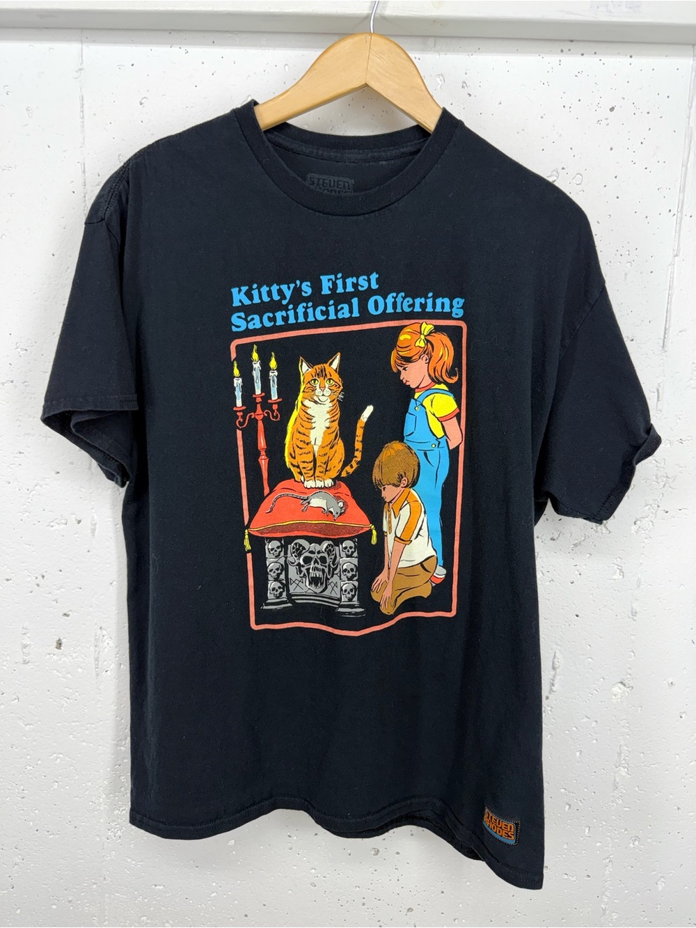 Steven Rhodes Size XL Kitty’s First Sacrficial Offering Black T Shirt
